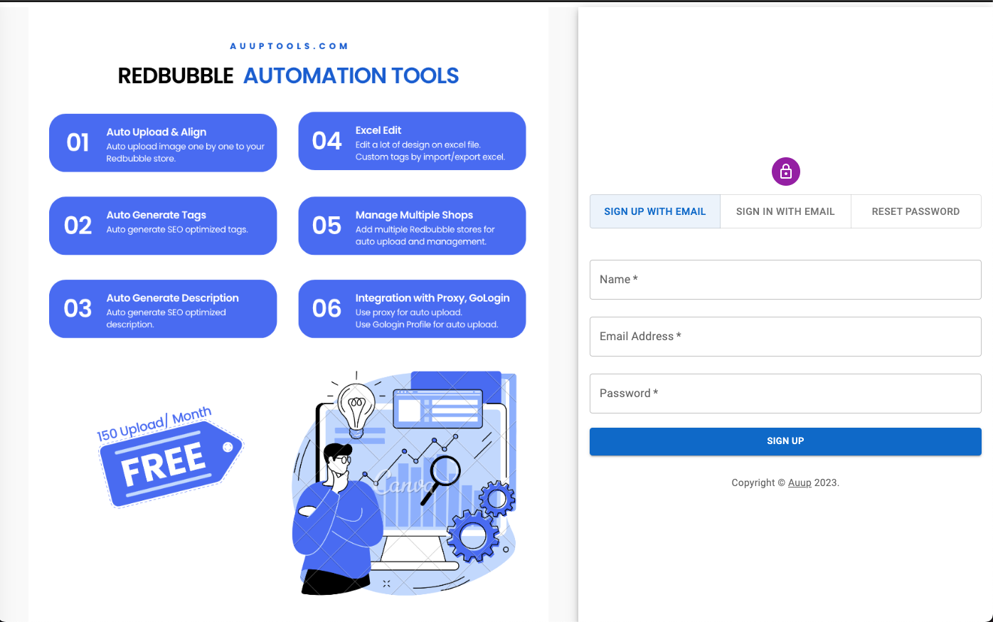 Sign to Redbubble Automation Tools